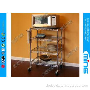 Chrome Plated Wire Shelves Kitchen Cart for Display , Carbo